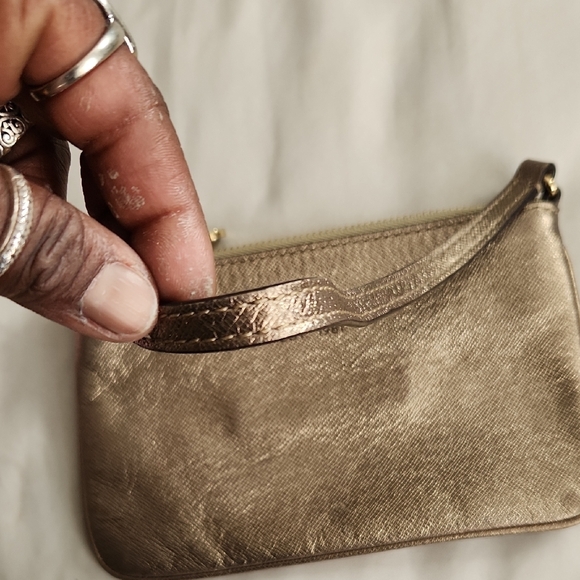 Michael Kors Metallic Gold Wristlet W Fur Heart Hair Clip - Picture 4 of 9